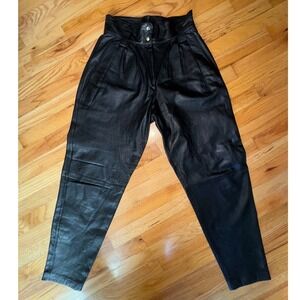Vintage Wilsons Leather Pants Women's High Waist Tapered Black 80s 90s